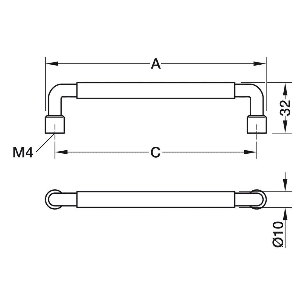 D Pull Handle Zinc Alloy Ø 10 mm Fixing Centres 160 mm Tocco - Image 5